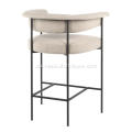 Nyt design minimalistisk hvidt stof armlæns bar stol